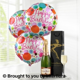 Champagne  & Happy Birthday Balloons