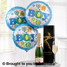 Celebratory Champagne & Baby Boy Balloons